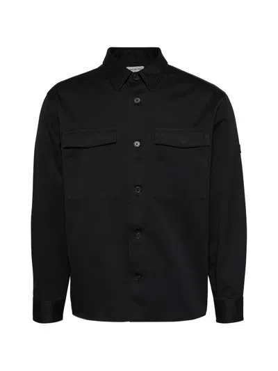 Calvin Klein Logo-embroidered Pocket-detail Overshirt In Black
