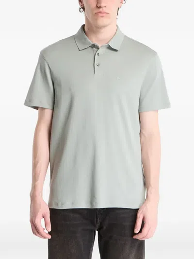 Calvin Klein Logo-embroidered Polo Shirt In Gray