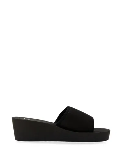 Calvin Klein Logo-embroidered Sandals In Black