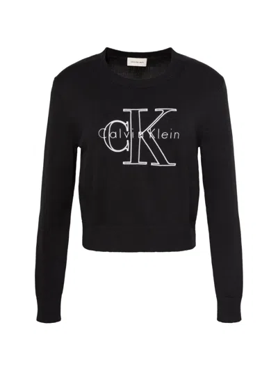 Calvin Klein Logo-embroidered Sweater In Black