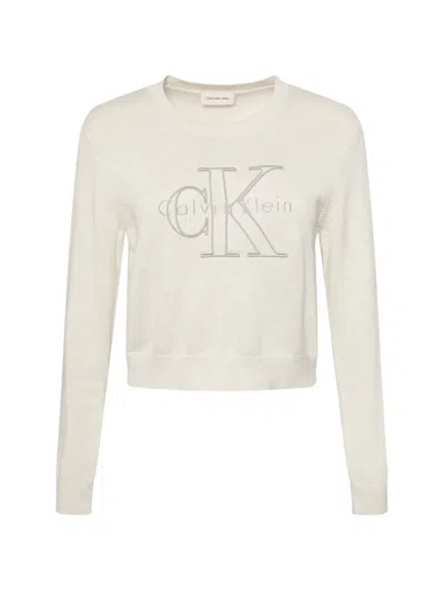 Calvin Klein Logo-embroidered Sweater In White