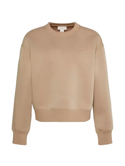 Calvin Klein Logo-embroidered Sweatshirt In Neutral