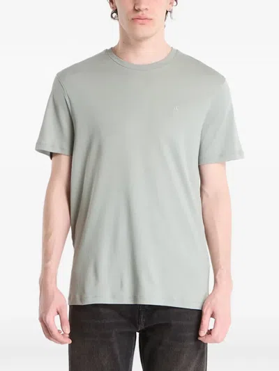 Calvin Klein Logo-embroidered T-shirt In Gray