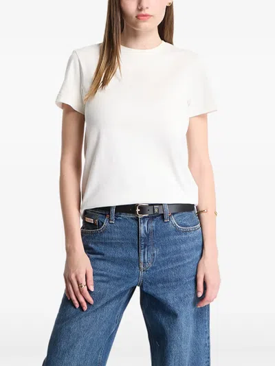 Calvin Klein Logo-embroidered T-shirt In White