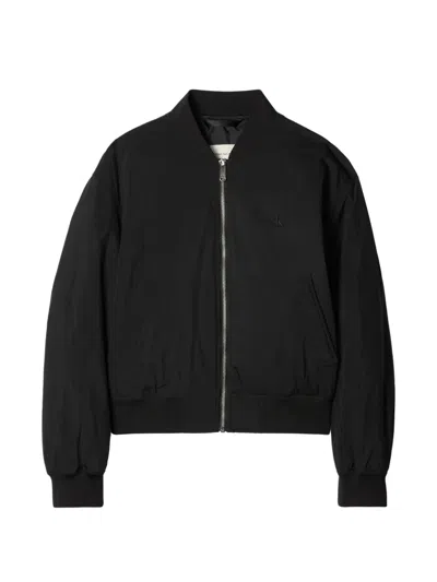 Calvin Klein Logo-embroidered Zip-up Jacket In Black