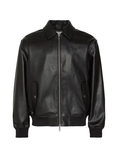 Calvin Klein Logo-embroidered Zip-up Jacket In Black