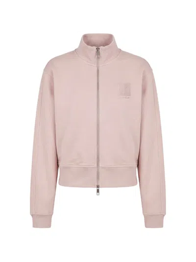 Calvin Klein Logo-embroidered Zip-up Sweatshirt In Pink