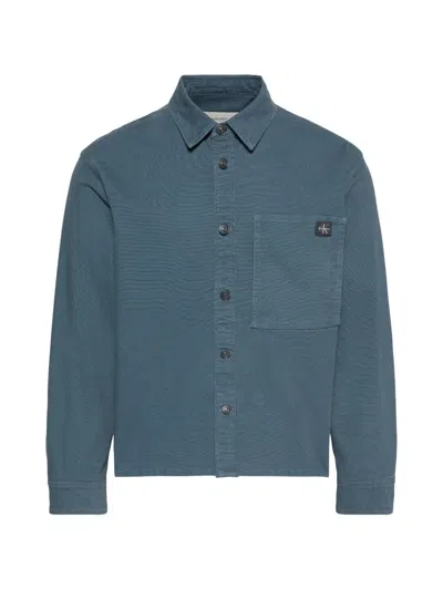 Calvin Klein Logo-patch Button-up Jacket In Blue
