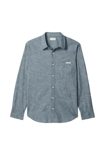 Calvin Klein Logo-patch Chest-pocket Shirt In Black