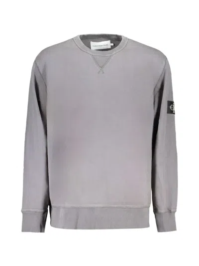 Calvin Klein Logo-patch Cotton Sweater In Gray