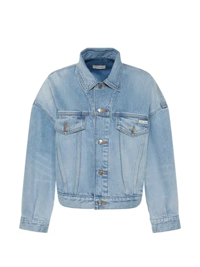 Calvin Klein Logo-patch Denim Jacket In Blue