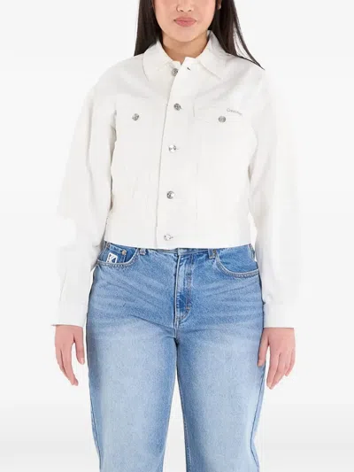 Calvin Klein Logo-patch Denim Jacket In White