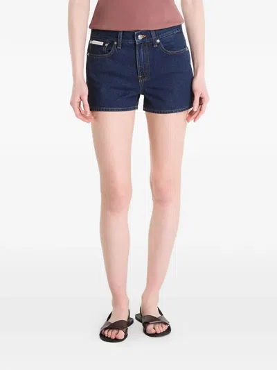 Calvin Klein Logo-patch Denim Shorts In Animal Print