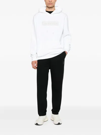Calvin Klein Logo-patch Drawstring Hoodie In White