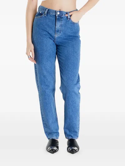 Calvin Klein Logo-patch Jeans In Blue