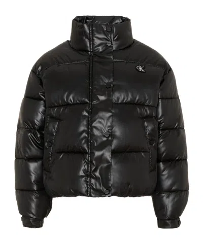 Calvin Klein Logo-patch Puffer Jacket In Transparent