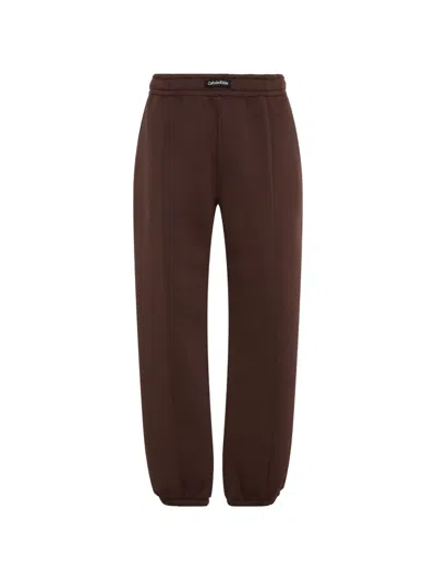 Calvin Klein Logo-patch Relaxed-fit Track Pants In Brown