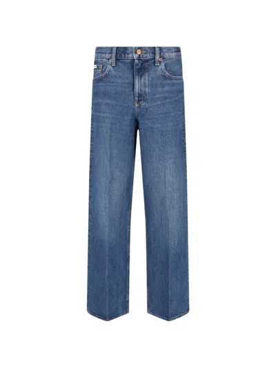 Calvin Klein Logo-patch Straight-leg Jeans In Blue