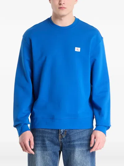 Calvin Klein Logo-patch Sweatshirt In Blue