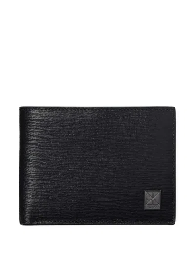 Calvin Klein Logo-plaque Bi-fold Leather Wallet In Black