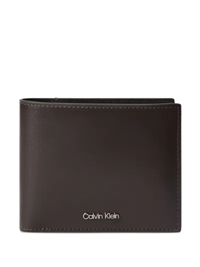 Calvin Klein Logo-plaque Bifold Wallet In Brown