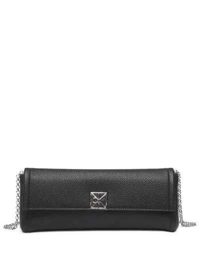 Calvin Klein Logo-plaque Chain-strap Clutch Bag In Black
