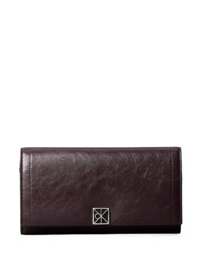 Calvin Klein Logo-plaque Foldover Wallet In Purple