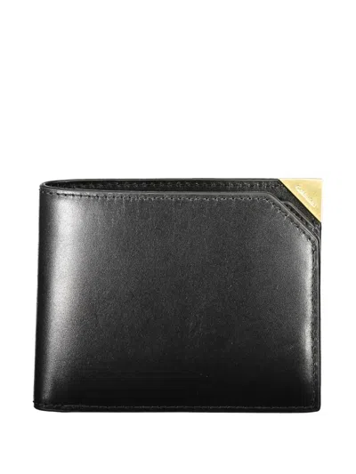 Calvin Klein Logo-plaque Leather Wallet In Black