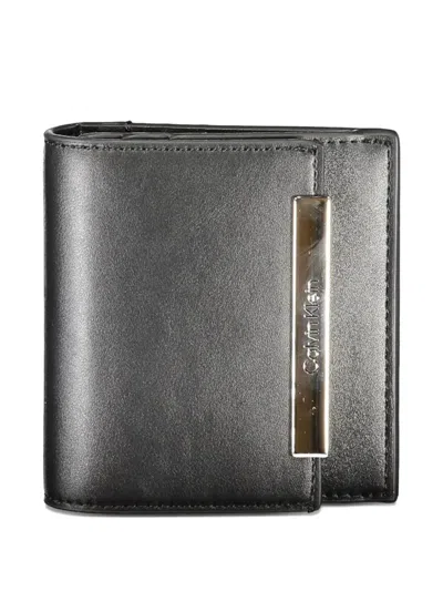 Calvin Klein Logo-plaque Leather Wallet In Black