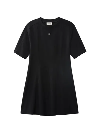 Calvin Klein Logo-plaque Panelled Dress In Black