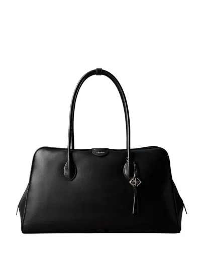 Calvin Klein Logo-plaque Tote Bag In Black