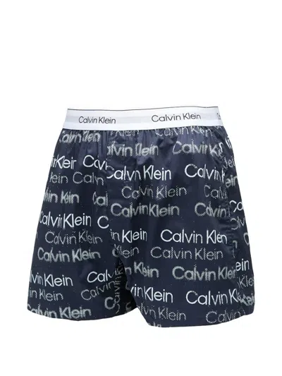 Calvin Klein Logo-print Boxer Shorts In Blue