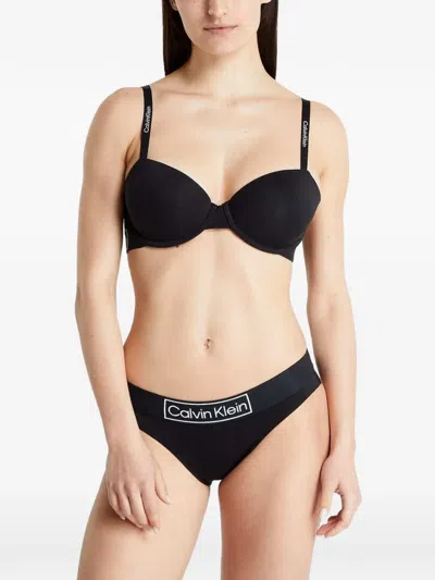 Calvin Klein Logo-print Bra In Black