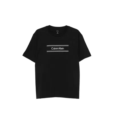 Calvin Klein Logo-print Crew Neck T-shirt In Black
