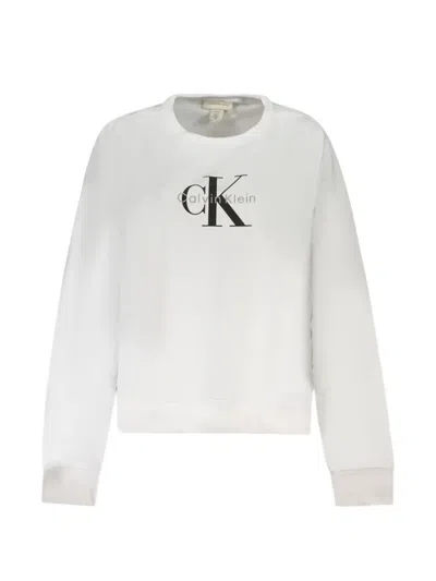 Calvin Klein Logo-print Crew-neck Sweater In White