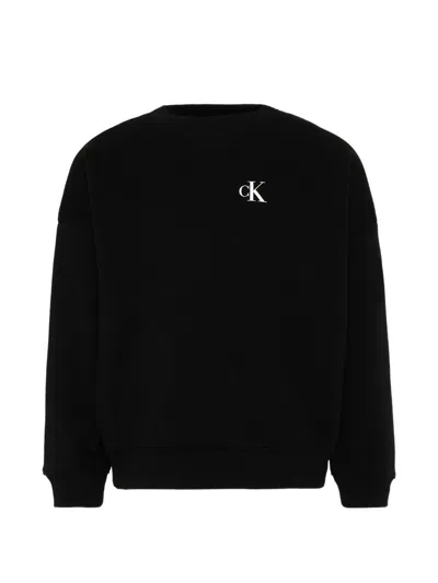 Calvin Klein Logo-print Drop-shoulder Sweatshirt In Black