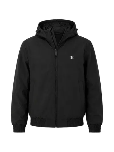 Calvin Klein Logo-print Hooded Jacket In Black
