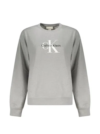 Calvin Klein Logo-print Jersey Sweater In Gray