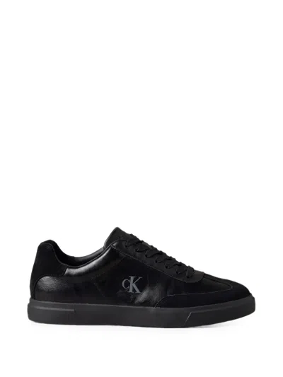 Calvin Klein Logo-print Panelled Sneakers In Black