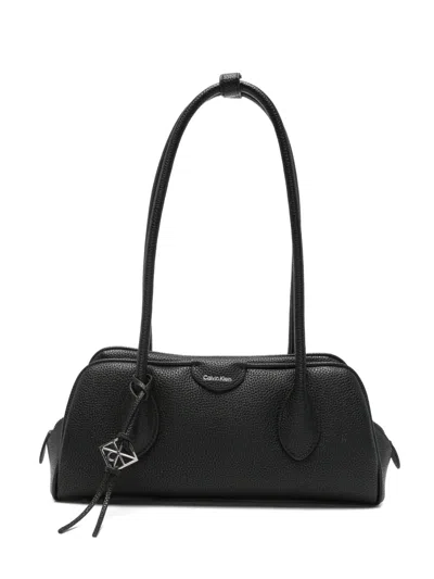 Calvin Klein Logo-print Pebbled Tote Bag In Black