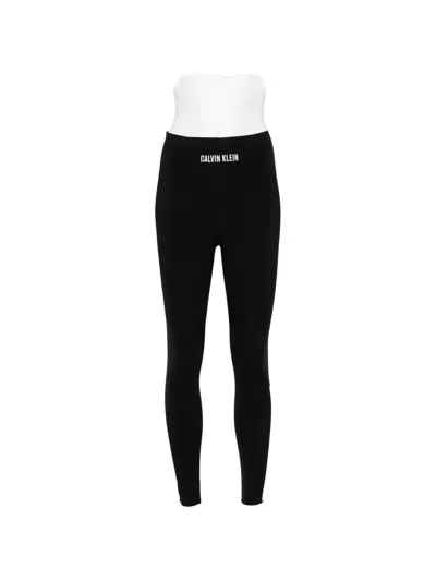 Calvin Klein Logo-print Performance Leggings In Brown