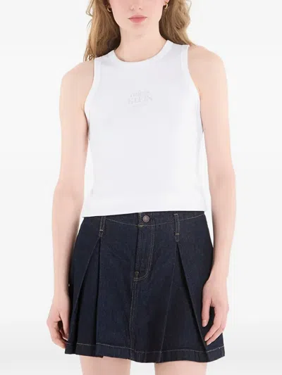 Calvin Klein Logo-print Ribbed Cotton Tank Top In White