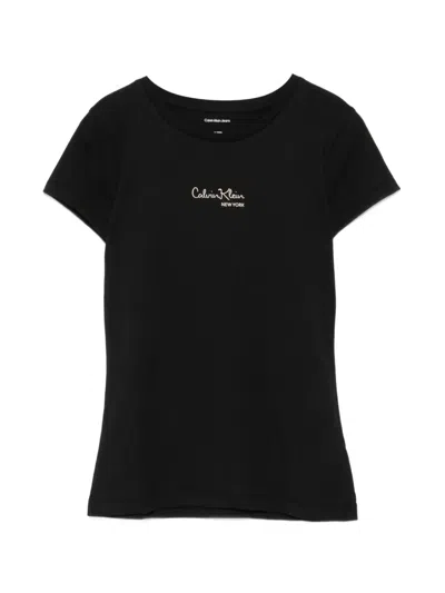 Calvin Klein Kids' Logo-print Short-sleeve T-shirt In Black
