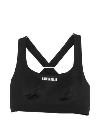 Calvin Klein Logo-print Sports Bra In Black