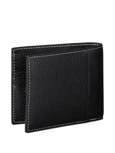 Calvin Klein Logo-print Topstitched Wallet In Black