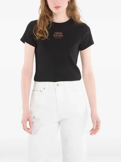Calvin Klein Logo-print T-shirt In Black