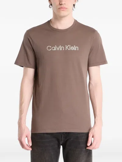 Calvin Klein Logo-print T-shirt In Brown