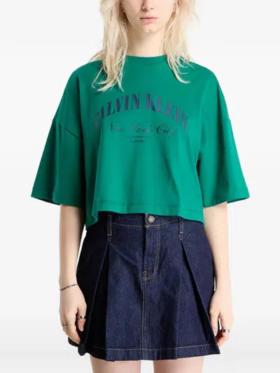 Calvin Klein Logo-print T-shirt In Green