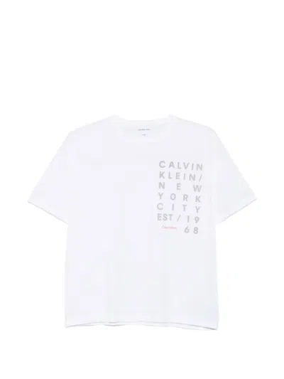 Calvin Klein Kids' Logo-print T-shirt In White
