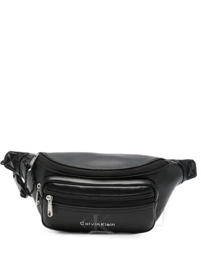 Calvin Klein Logo-print Zip-fastening Belt Bag In Black